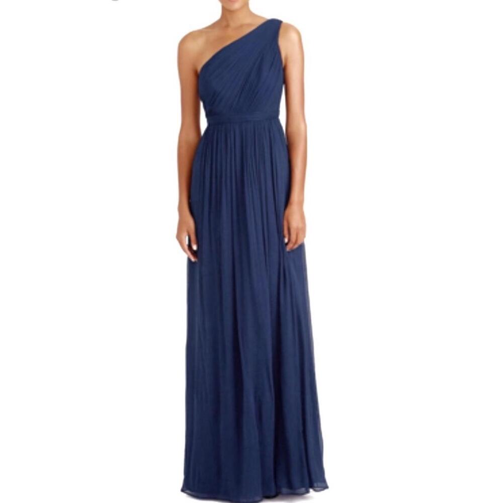 J. Crew One-Shoulder Midnight Blue Gown
